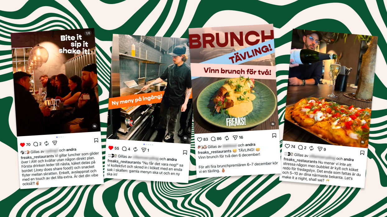 Restaurang Freaks inlägg i sociala medier.